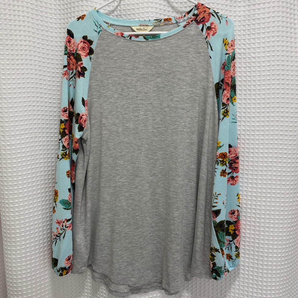 Size XL Matilda Jane Floral Baseball Tee, EUC
